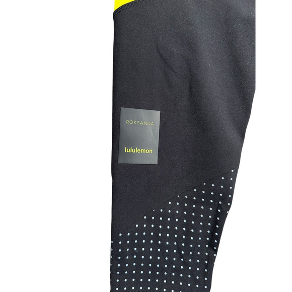 Lululemon Roksanda Break New Ground Leggings Sz 8 Black Blue Yellow Full Length - Picture 9 of 9